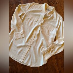 Everlane Washable Silk Cream Button-Down Shirt